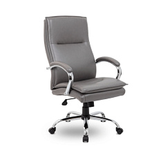 Кресло М-701 Куба S-0422. Обивка - экокожа, цвет серый. Хромированные подлокотники с мягкими накладками. Хромированная крестовина. Механизм Топ-ган. Нагрузка до 120 кг. 