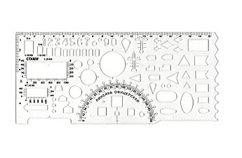 Линейка с трафаретом 20см офицерская (командирская) Прозрачный пластик
