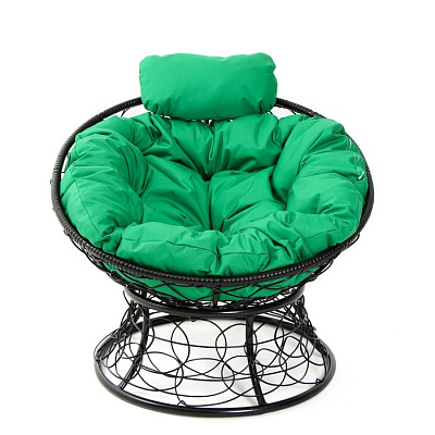 Кресло "Папасан" мини, ротанг, с зелёной подушкой, 81х68х77 см.