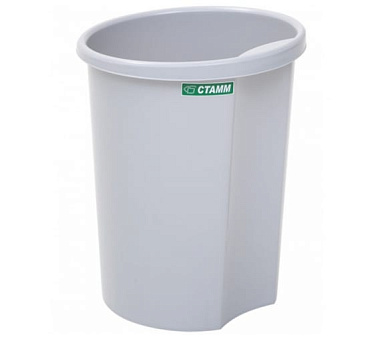 Корзина для бумаг 12л "Стамм"КР12" пластиковая, цельная, цвет серый