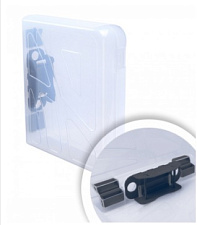 Папка-бокс "Стамм"  ширина корешка 73 мм, А4, пластик, размер 317х270х73мм, с механизмом регистратора, прозрачная с черным замком