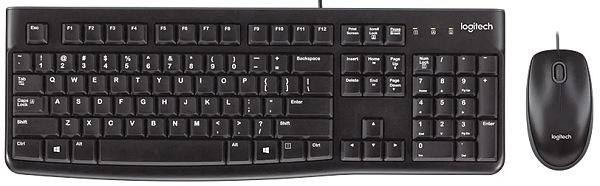 Набор проводная клавиатура и мышь Logitech Desktop MK120 USB, влагостойкая, длина провода 1,5м, размер клавиатуры 454x155x21мм, цвет черный 