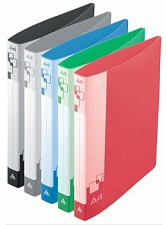 Папка на 4 кольца корешок 18мм "Бюрократ" пластик , торцевой карман, 5 цветов ассорти