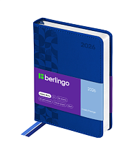 Ежедневник А6 датированный 2026 Berlingo "Vivella Prestige", 184 листов в линию, искусственная кожа, размер 115х160мм, ляссе, цвет синий