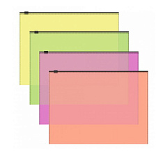 Папка "ErichKrause" прозрачно-неоновая, пластиковая 140 мкр, на молнии ZIP А4, карман, ассорти