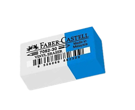 Ластик Faber-Castell 7082 прямоугольный  виниловый для чернографитных и цветных карандашей, а так же для чернил, размер 40x19x11мм, цвет комбинированный белый/синий