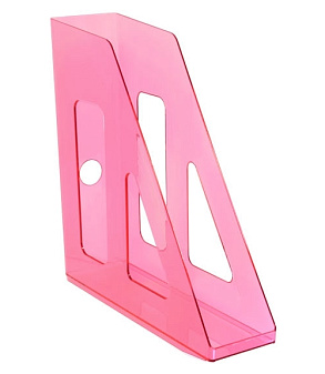 Вертикальный накопитель пластиковый Стамм "Актив CARAMEL" ширина 70мм, цвет тонированный розовый