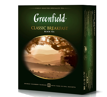 Чай "Greenfield "Classic Breakfast" черный, 100 пакетиков по 2г в саше