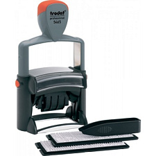 Датер TRODAT 5465 самонаборный банковский (месяц буквами, разделитель - точки), 4-строчный 56х33мм, высота даты 4мм, металлический каркас, сине-красная подушка (сменная подушка 6/56/2)