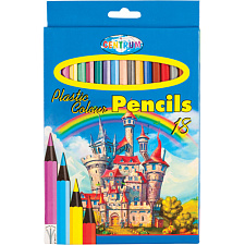 Цветные карандаши 18 цветов, Centrum "Castle", 177 мм пластиковые,  шестигранные, картонная упаковка с европодвесом