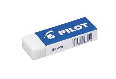 Ластик Pilot EE-102 прямоугольный в картонном держателе, виниловый, размер 61х22х12мм, цвет белый