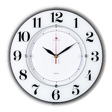 Часы настенные круглые Рубин Классика, пластик, диаметр 34 см, плавный ход, цвет белый