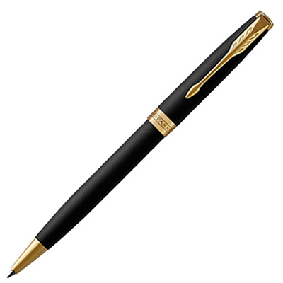 Ручка PARKER SONNET Core К-528 Matte Black GT M, ювелирная латунь, покрытая матовым лаком, черный стержень, подарочная упаковка