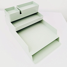 Лоток 2 отдела с органайзером Deli NuSign ENS001 горизонтальный пластиковый, цвет зеленый, размеры 324x239x45 мм
