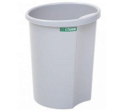 Корзина для бумаг 12л "Стамм"КР12" пластиковая, цельная, цвет серый