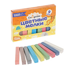 Набор цветных мелков 9 шт в упаковке, четырехгранный