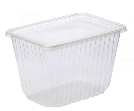 Контейнер одноразовый с крышкой 2 л прямоугольный высокий прозрачный 100 шт/уп размер 132х186 мм высота 125 мм