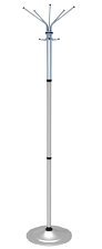 Вешалка напольная "Класс" 10 крючков, нержавеющая сталь, цвет серый. Высота 1840 мм. Диаметр основания 395 мм.