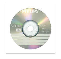 Диск DVD+R  1шт/уп бумажный конверт 4.7ГБ,16x, Philips