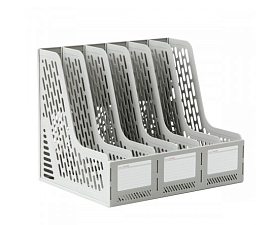 Вертикальный накопитель 5 отделов Deli E9838  пластиковый, складной, размеры 335х250х260мм, цвет серый
 