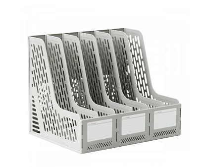 Вертикальный накопитель 5 отделов Deli E9838  пластиковый, складной, размеры 335х250х260мм, цвет серый
 