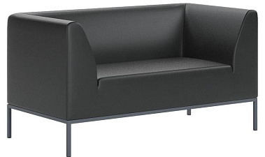 Диван Ультра 2.0. 2-местный экокожа черный Euroline 9100 (1 категория). Размер (ШхГхВ): 1420х720х750мм.