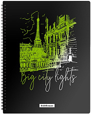 Папка  40 файлов, размер 315х245х10мм, толщина 500 мкр, ErichKrause Night Lights, на спирали, черный/зеленый,из высококачественного пластика с текстурой поверхности "песок",