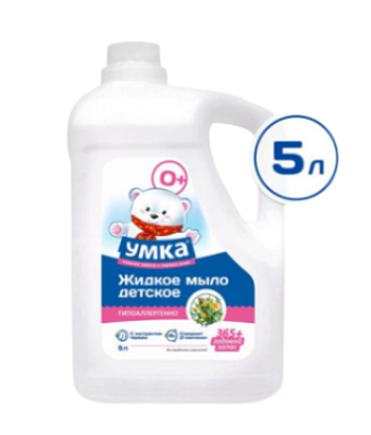 Мыло жидкое 5 л детское гелевое УМКА нейтральное , гипоалергенное, в канистре