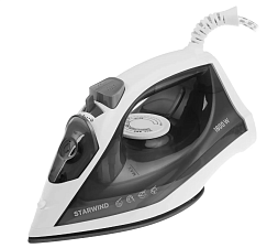 Утюг Starwind SIR1819 мощность 1800ВТ, тефлоновая подошва, паровой удар 80 г/мин, подача пара 15 г/мин, разбрызгивание,самоочистка, цвет серый/белый
