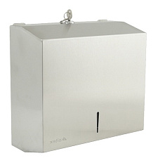 Полотенцедержатель для листовых полотенец V- сложения KSITEX TH-5823 SS,рассчитан на 2-е упаковки полотенец, Нержавеющая сталь, Замок. Размеры 265х267х125 мм, цвет матовый
