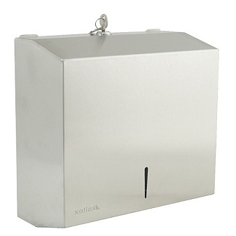 Полотенцедержатель для листовых полотенец V- сложения KSITEX TH-5823 SS,рассчитан на 2-е упаковки полотенец, Нержавеющая сталь, Замок. Размеры 265х267х125 мм, цвет матовый