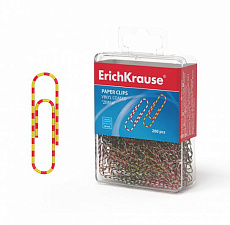 Скрепки 28 мм "ErichKrause" Zebra с виниловым покрытием, круглые, 200шт/упак