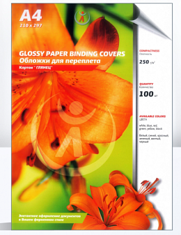 Обложки для переплета А-4 картон, глянцевые белые, плотность 250 г/м2, 100шт./уп.