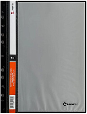 Скоросшиватель 10 файлов, пластиковый, верхний лист прозрачный, боковая перфорация, цвет черный, Lamark
