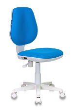 Кресло детское СН-W213/TW-55, обивка - голубая ткань сетка. Без подлокотников. Пластиковая крестовина. Механизм Пиастра. Белый пластик. Нагрузка: до 100 кг.