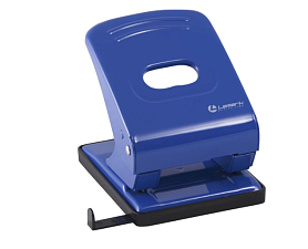 Дырокол до 40 листов с линейкой, Lamark Metallic,  металлический корпус, 2 отверстия, цвет синий
