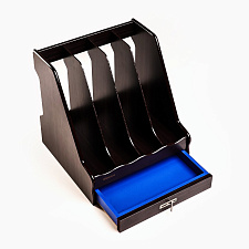 Вертикальный накопитель, 4 отдела+ящик, размеры 300х285х310мм, цвет коричневый,