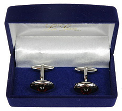 Запонки LA GEER, латунный сплав серебристого цвета с зеркальной полировкой и украшены красными стразами, арт.61347