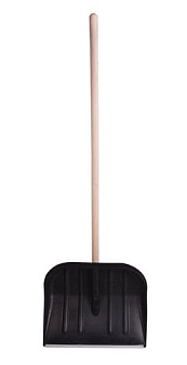 Лопата СНЕГОУБОРОЧНАЯ пластиковая, оцинкованная кромка, деревянный черенок d 40мм, размер рабочей части: 470х405 мм. Общая длина 1350 мм.