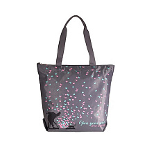 Сумка-шоппер  Открой свою душу, размер 38х42, текстиль, серый