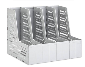 Вертикальный накопитель 4 отдела Deli 79006Gray пластиковый, складной,   размеры 335х250х260мм, цвет серый