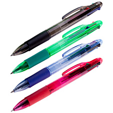 Ручка шариковая автоматическая многоцветная OfficeSpace 4 стержня: красный, синий, чёрный и зелёный, 0,7 мм, кнопочный механизм, цвет ассорти