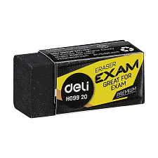 Ластик "Deli EH09920", прямоугольный, материал ПВХ, картонный держатель размер 33x15x12мм, цвет черный