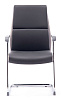 Кресло ЛОНДОН CF. Обивка - темно-серая экокожа, Стальной каркас, на полозьях хром, Нагрузка до 120 кг (ПОД ЗАКАЗ)