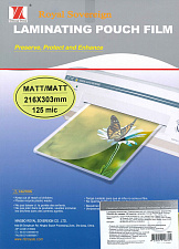 Заготовки для ламинирования А4 матовая поверхность, размеры 216х303мм, плотность 125мкр, 100 шт/уп