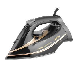 Утюг Centek CT-2346 мощность 3200 Вт, керамическая подошва, паровой удар 190 г/мин, подача пара 45 г/мин, разбрызгивание, самоочистка, противокапельная система, цвет золото/черный
