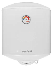 Водонагреватель накопительный, электрический OASIS ECO ER-30, объём 30л., настенное крепление, механическое управление мощность 1500Вт. Минимальная температура нагрева 30 °C, максимальная температура, 75 °С. Размер: 40x44x40 см.