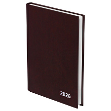 Ежедневник А5 датированный на 2026 "BG" 168 листов в линию, 140х200мм, обложка бумвинил, цвет коричневый.
