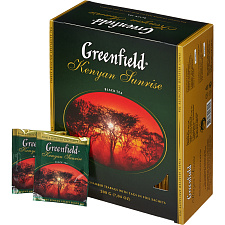 Чай "Greenfield "Kenyan Sunrise" черный 100 пакетиков с ярлычком по 2г в саше