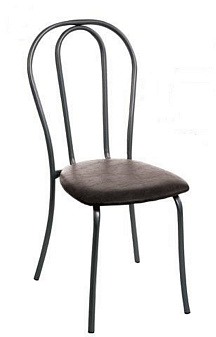 Стул Римский. Обивка - Черная экокожа. Черный металлический каркас, Нагрузка до 120 кг